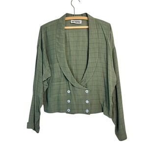 VTG Metropole Blazer  Jacket Double Breasted Collared Green‎ Coat Size Medium
